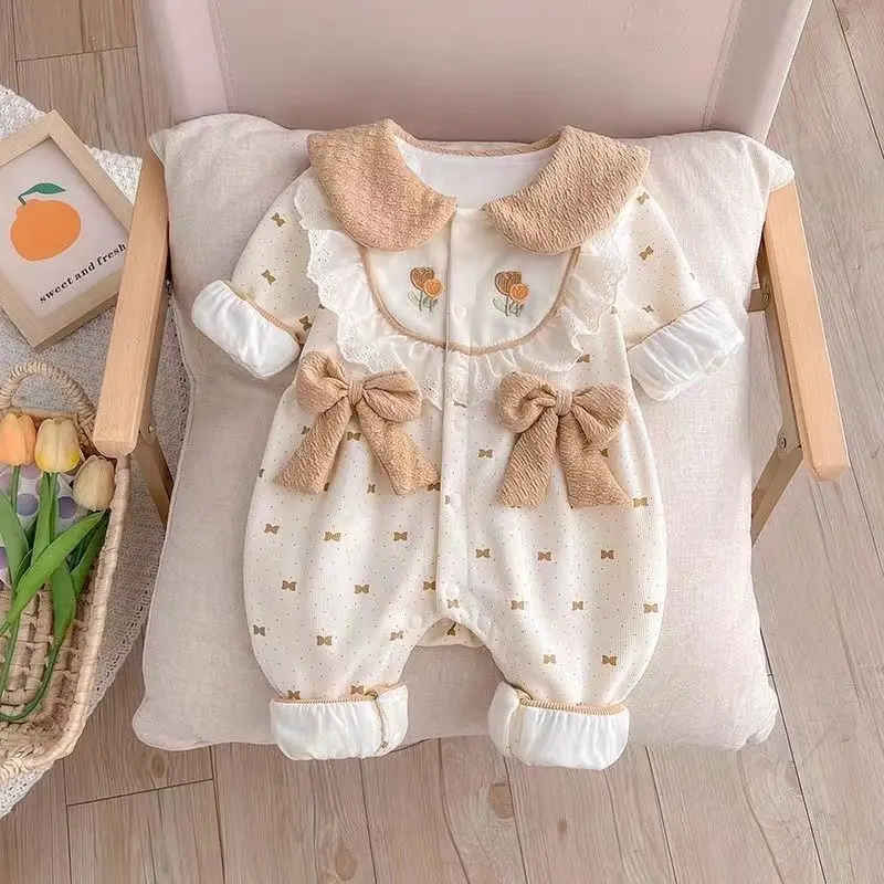 Autumn Baby Girls Double Layer Jumpsuit Romper