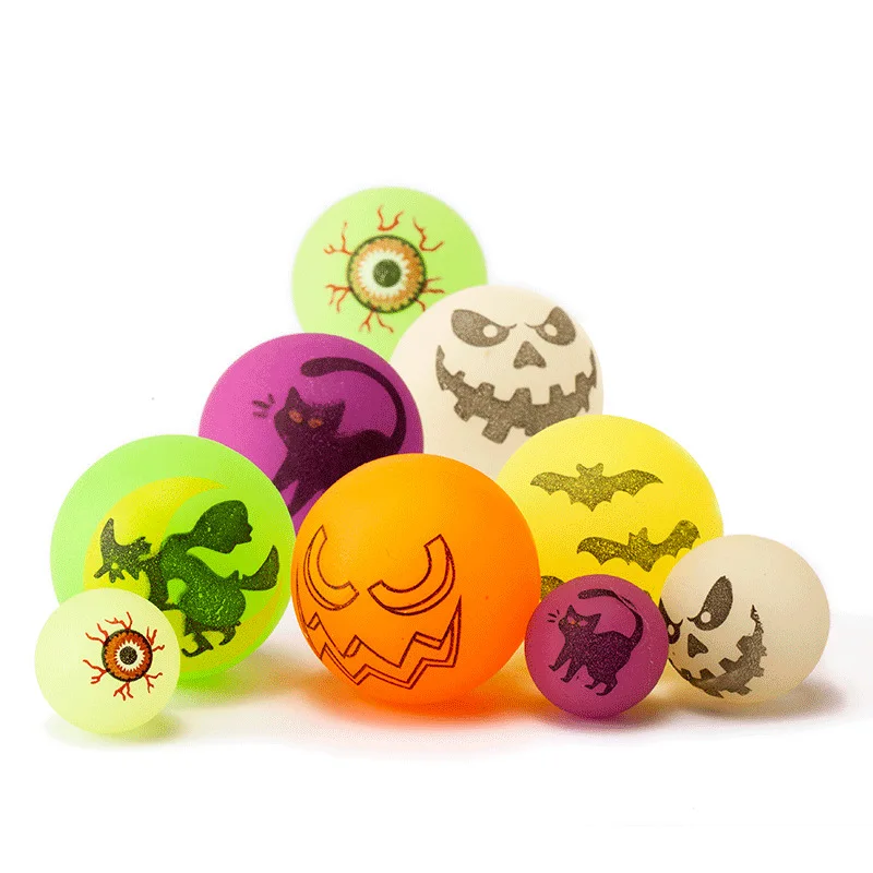 24 Palline Rimbalzanti Luminose Di Halloween - Glow In The Dark Con 6 Design - Riempitivi Sacchetti Festa