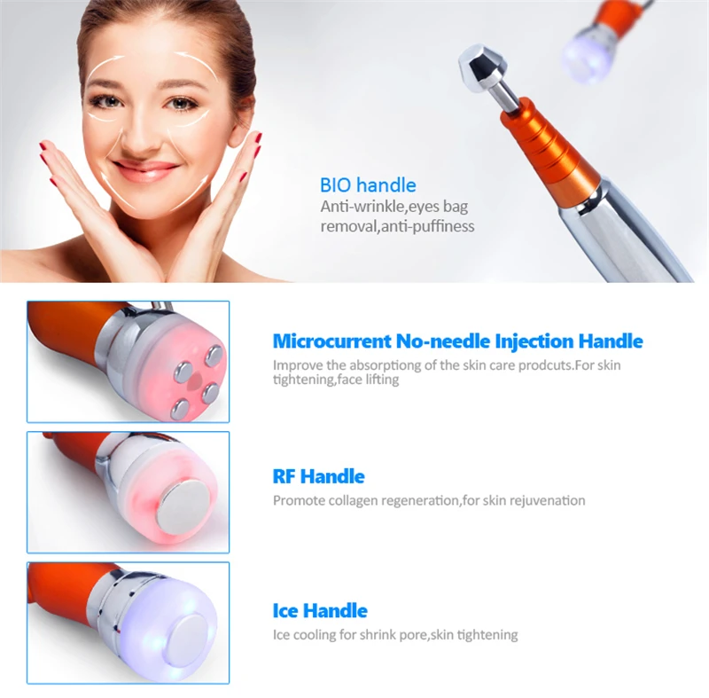 Beauty Instruments 5-in-1 Mesotherapy Machine Body & Face Needleless Skin Care Esthetics EMS Electroporation Anti-Agi