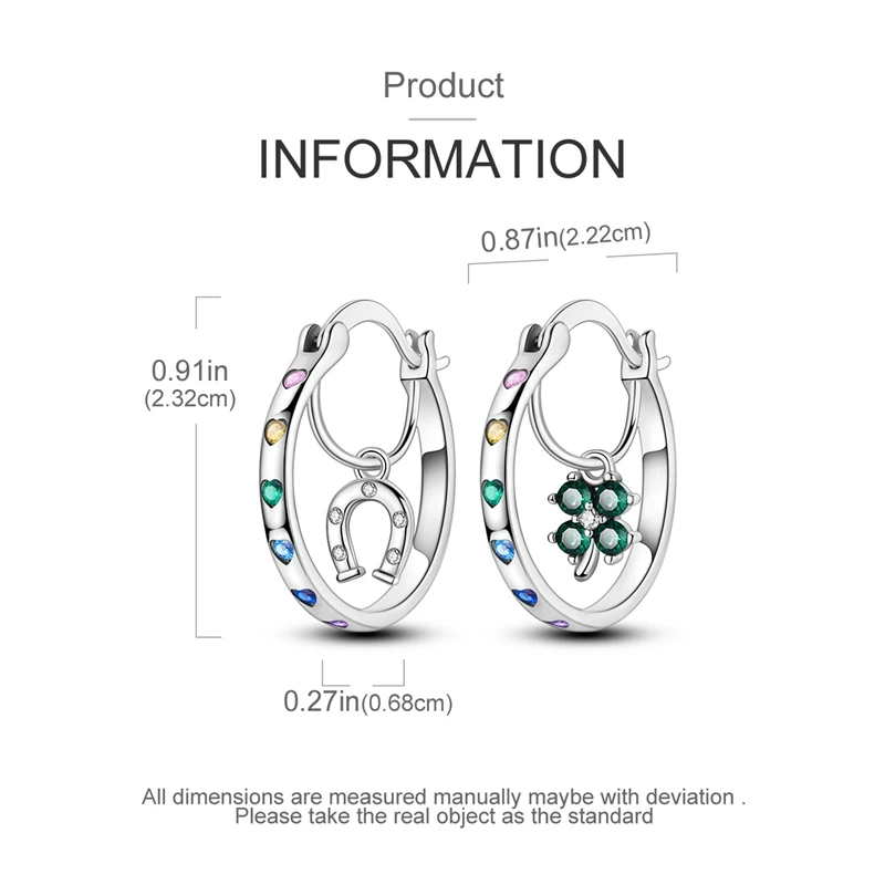 S5a84697fa7194bf5bfd8f349bc1b61b7u Original 925 Sterling Silver Green Clover Ladybug Earrings Women Zircon Ear Studs Hoop Earring Anniversary Jewelry Gift Mallzona