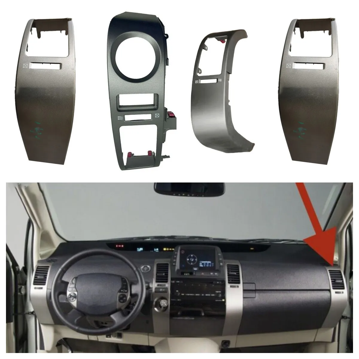 

Only 1pcs Right/ Left A/C Dash Air Vent Trim Replace For Toyota For Prius 2004 -2009 Silver Central Air-conditioning Instrument
