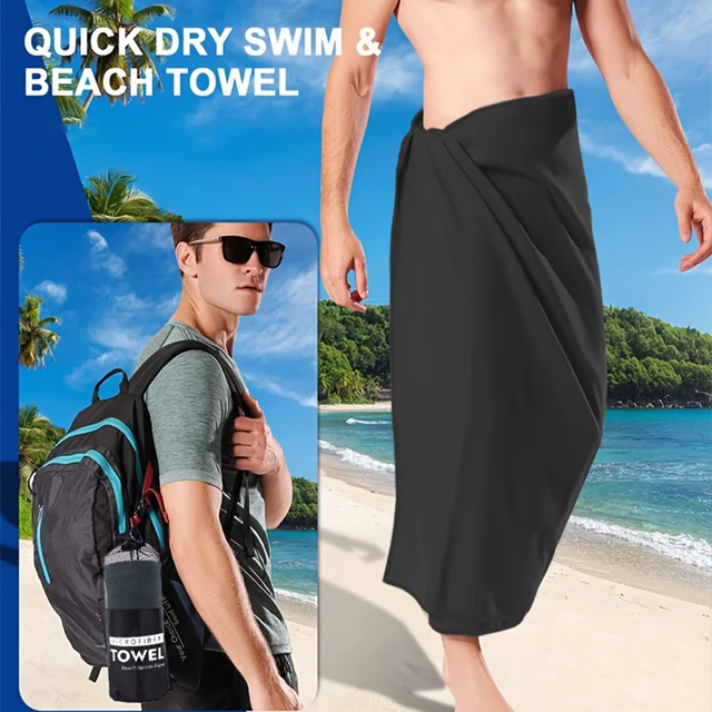 Black Portable Outdoor Sports Super Absorbent Soft Quick Drying Towel, Travel Towel for Travel, Yoga, Beach, Bath,Hiking,Fitness 5
