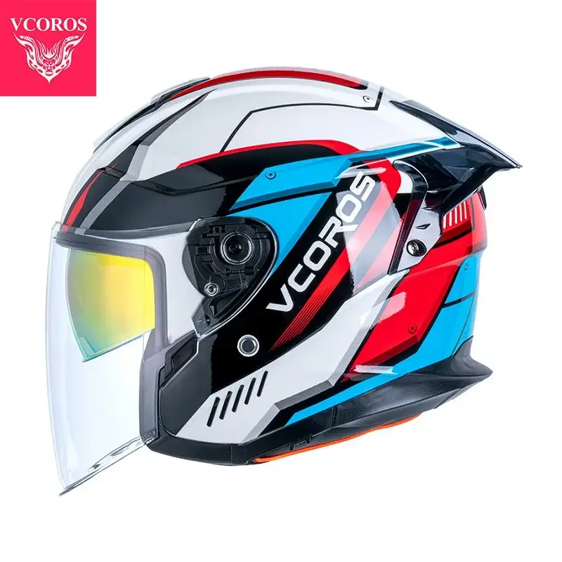 thumbnail image 1 of Casco de motocicleta italiano VCOROS Casco abierto de doble lente Casco de locomotora Cascos de moto de media cara Certificación ECE Casco de moto, 1 of 5
