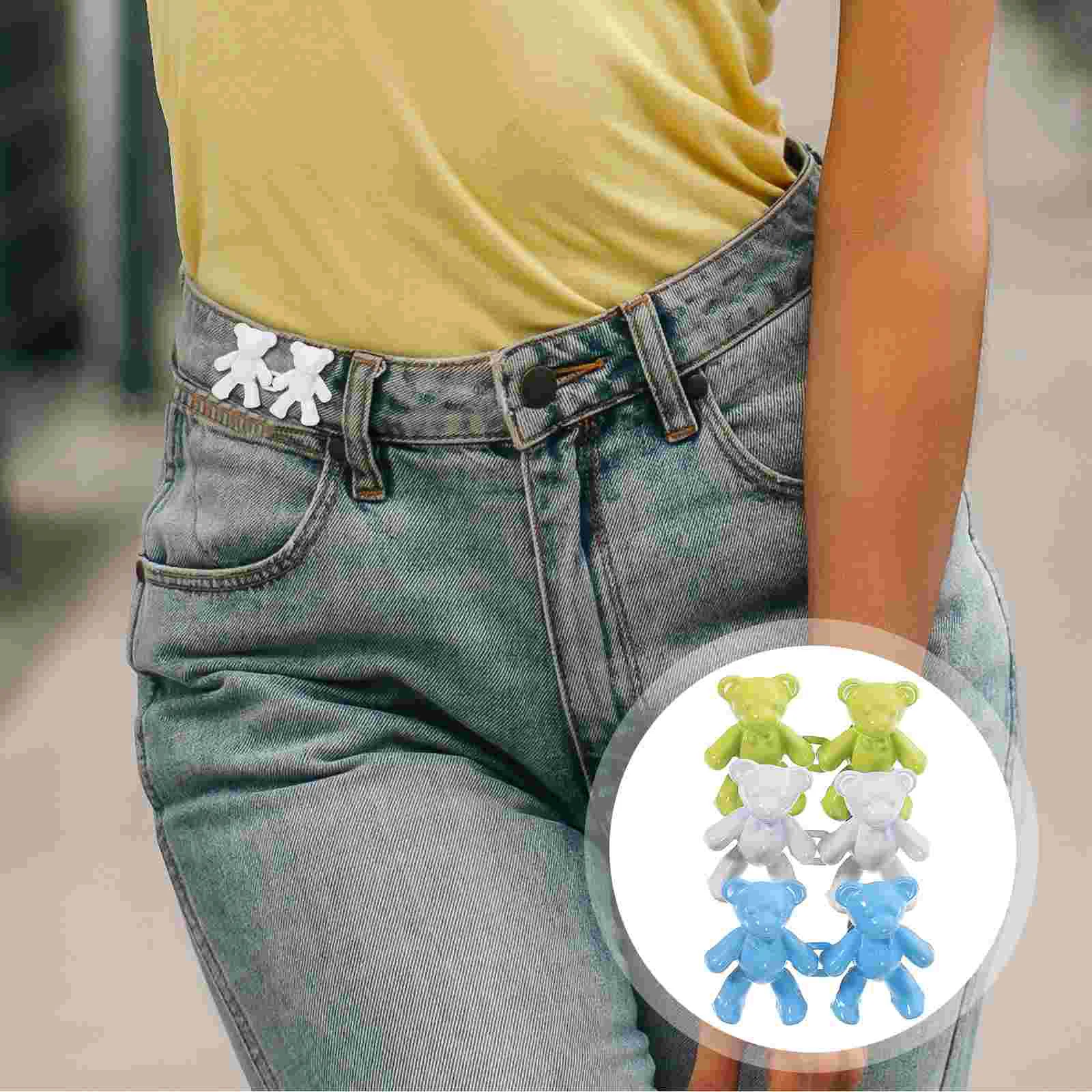 Bear Waist Buckle Button Pin Portable Buttons Pant Jeans Cute