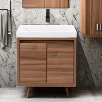 24 Inch Modern Floating Bathroom Vanity with White Single Sink Top, 2-Door Cabinet, Caramel Mist  24.5" W x 18.75" D x 22.25" H 1