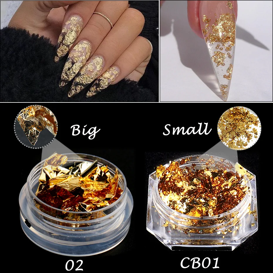 Magic Mirror Chameleon Glitter Nail Flakes Sequins Powder Gold Silver Red Irregular Paillette Nail Decoration SACB01-08