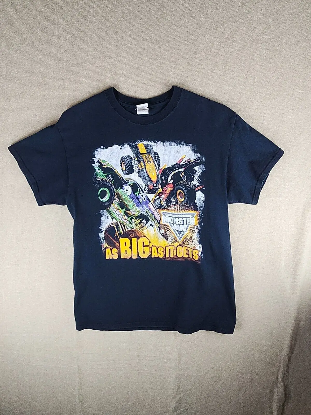 Monster Jam Adult Shirt Medium Black Graphic Manica Corta Grave Digger 2017