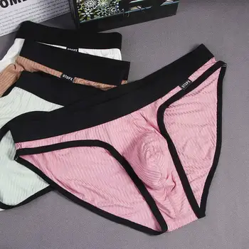 Mutande morbide semplici Intimo modale Lettera Slip sexy Mutandine con filettatura U Convesso Perizoma da uomo 1