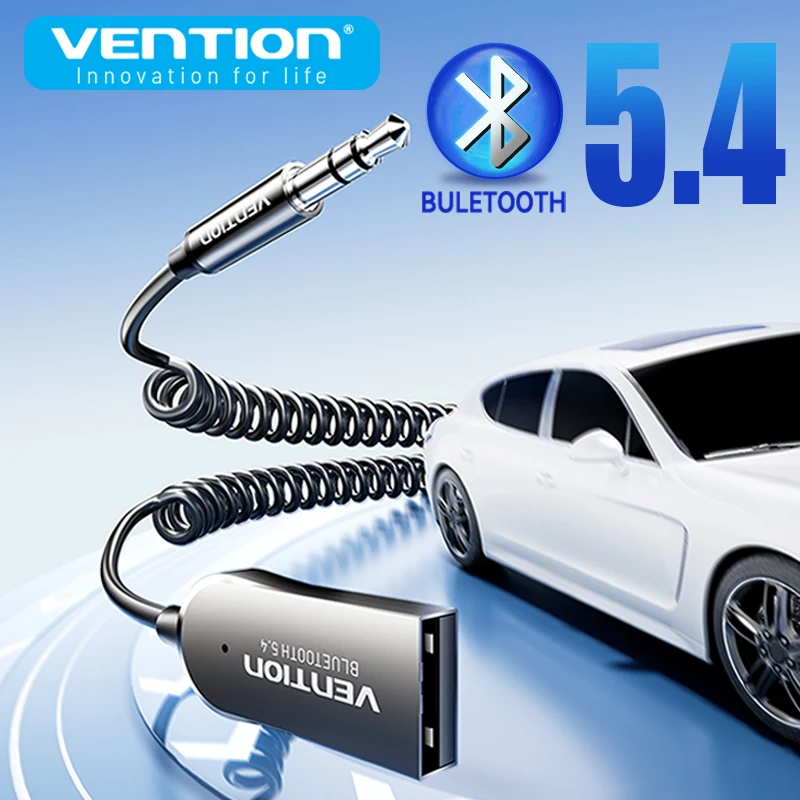 Vention Wireless Bluetooth 5.4 Receiver Dongle Car Bluetooth USB to 3.5mm Jack Audio Mic Handsfree Adapter