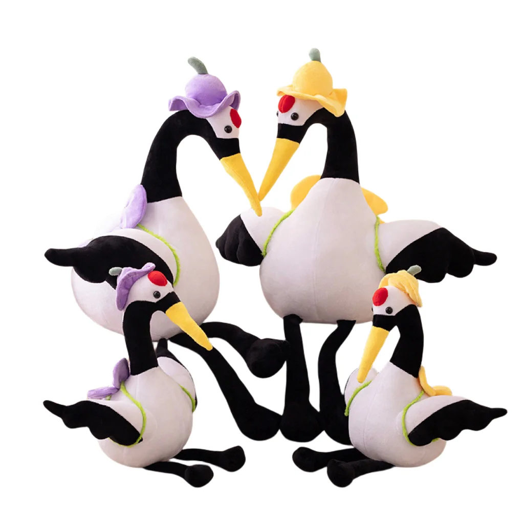 

Интересная креативная в шляпе куклы с красным журавлем, плюшевые игрушки, украшения для дивана и комнаты, подарки на день рождения для девочек и детей