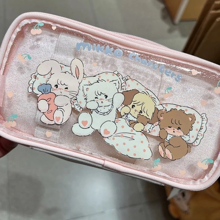 

Cute Cartoon Transparent PVC Pencil Bag Kawaii Rabbit Large Capacity Storage Bag School Supplies Study Stationery Back To School