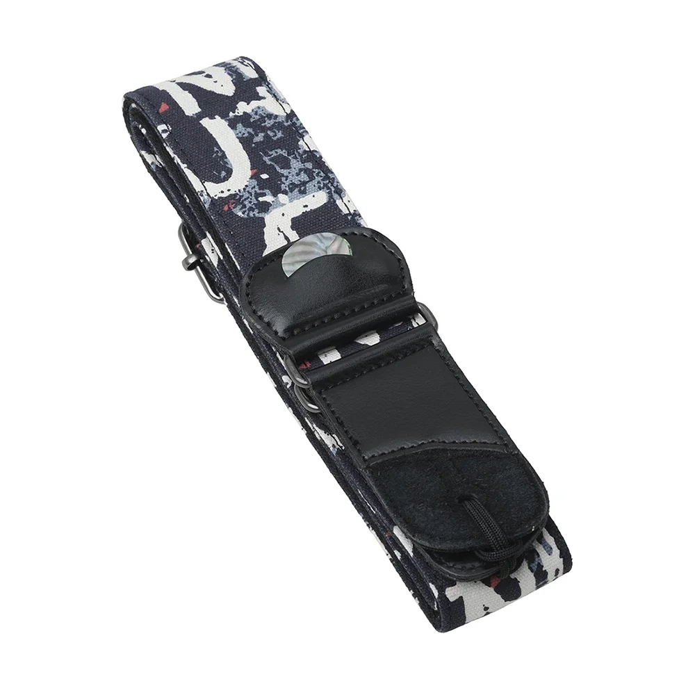 Embroidered Electric Guitar Strap with Plectrum Holder - String Instrument Accessory