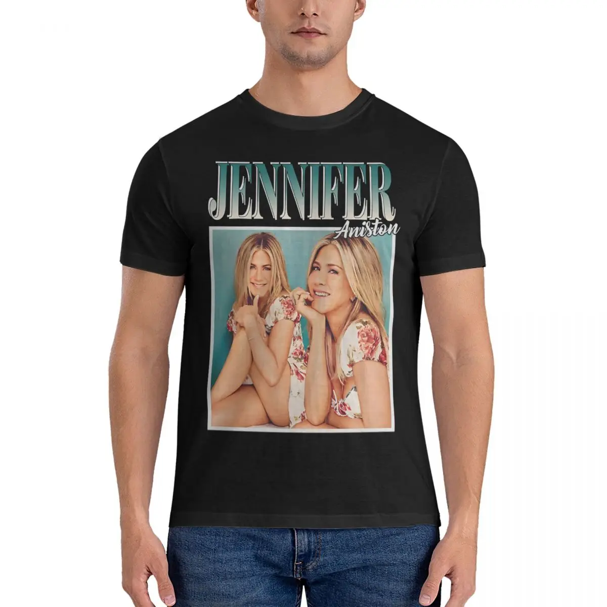 

Vintage Vintage T-Shirts for Men Crew Neck Pure Cotton T Shirts Jennifer Aniston Short Sleeve Tee Shirt Party Clothes