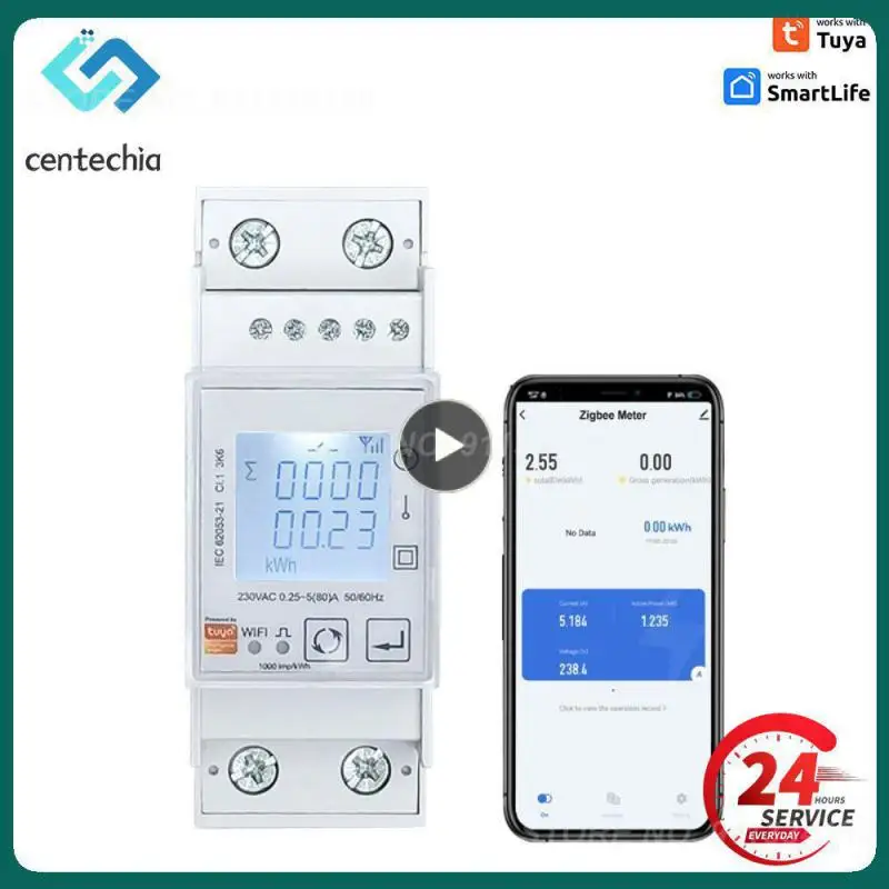 

Tuya WiFi Bidirectional Energy Meter Single Phase 80A kWh Power Monitor Wattmeter Voltmeter Ampermeter 110 240VAC Remote Control