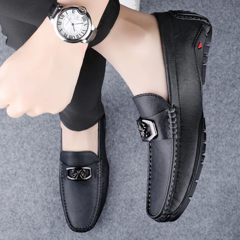 Genuine Leather Soft Loafers Mens Luxury Designer Dress Shoes High Quality Slip-On Flats Fashion Comfort Driving Shoes Moccasins 4