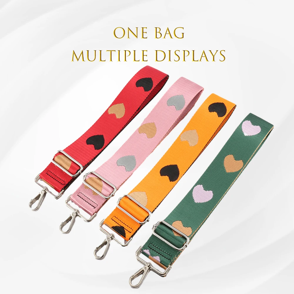 

Bag Bandage Belt Fashionable Colourful Jacquard Love's Pattern 5CM Widening And Thickening Handbag Accessories Shoulder Strap