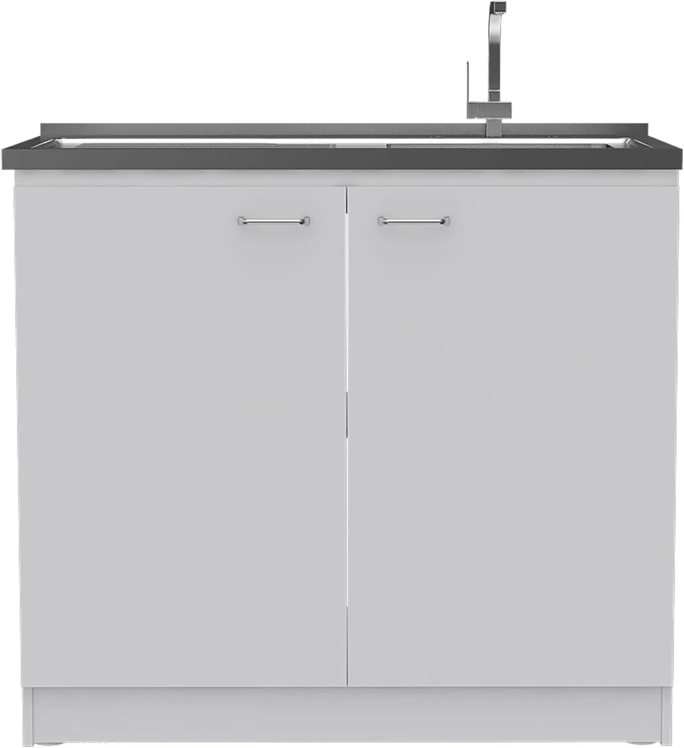 Napoles Utility Kitchen Sink, Storage Cabinet with Shelf and Double Doors – All-in-One Kitchen Sink Cabinet for Home or Laundry
