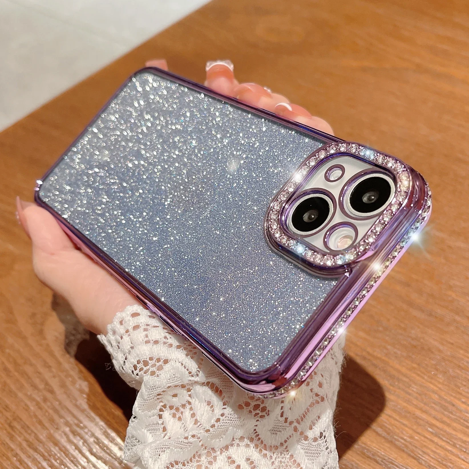 Phone Case iPhone Case Luxury Glitter Glitter Rhinestone Plated Diamond Phone Case For iPhone 15 14 13 11 12 Pro Max 7 8 Plus Bumper Case
