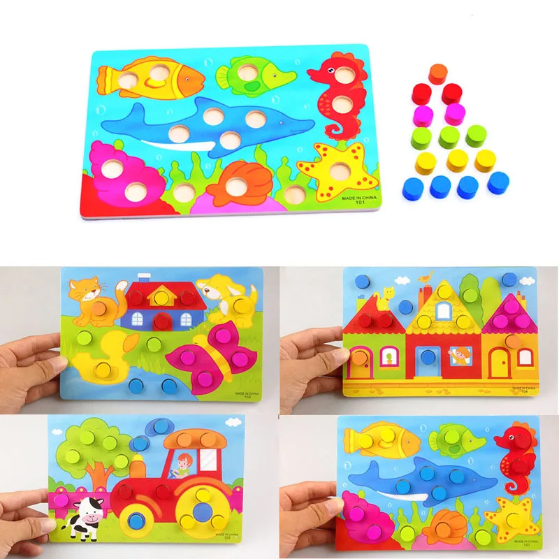 

Wooden Puzzle Board Puzzle Montessori Early Learning Toy Color Matching Toy