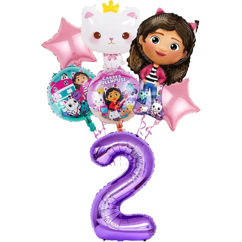 Gabby Dollhouse Cats Birthday Party Decoration Tableware Set Balloons Cups Plates Napkins Backdrop Banner Kids Party Supplies – Detail 26