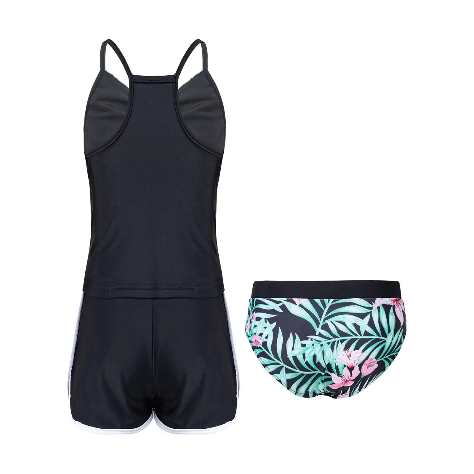 Kids Girls Swimsuits Swimwear Bathing Suits Sleeveless Tops with Briefs and shorts Bikini Sets for Beachwear Swimming Outfits