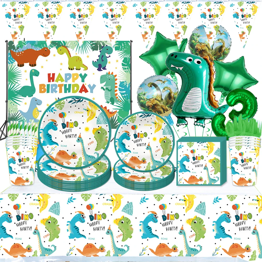 

Dinosaur Disposable Tableware Dinosaur Birthday Party Decorations Kids Boy Baby Shower Balloons Jungle Safari Birthday Supplies