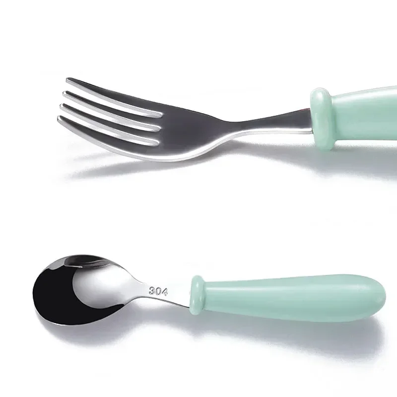 Child Feeding Stainless Steel Tableware Set Children Utensil Toddler Dinnerware Cutlery Cartoon Infant Food Feeding Spoon Fork
