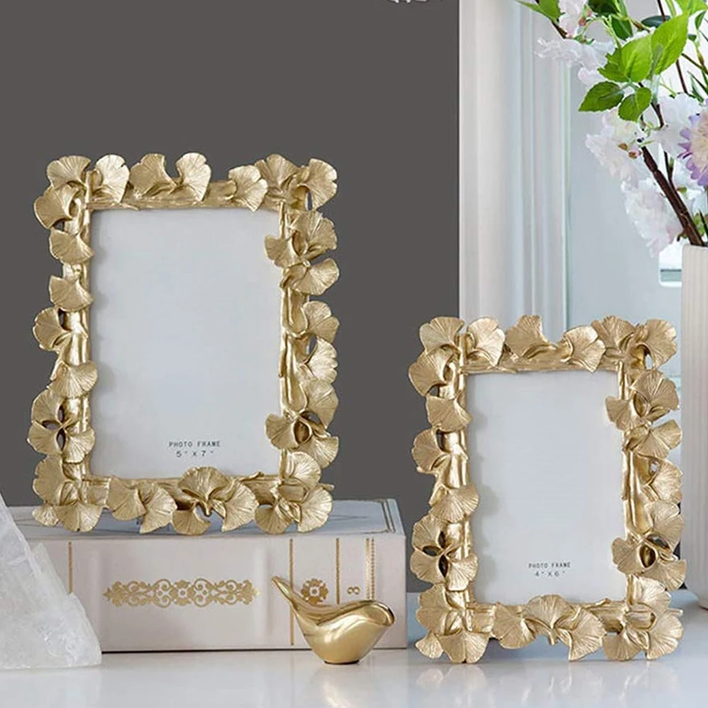 Creative Retro Golden American Ginkgo Leaf 4 Inch 6 Inch Photo Frame photo frame wood picture frame Suitable for Decorative Painting