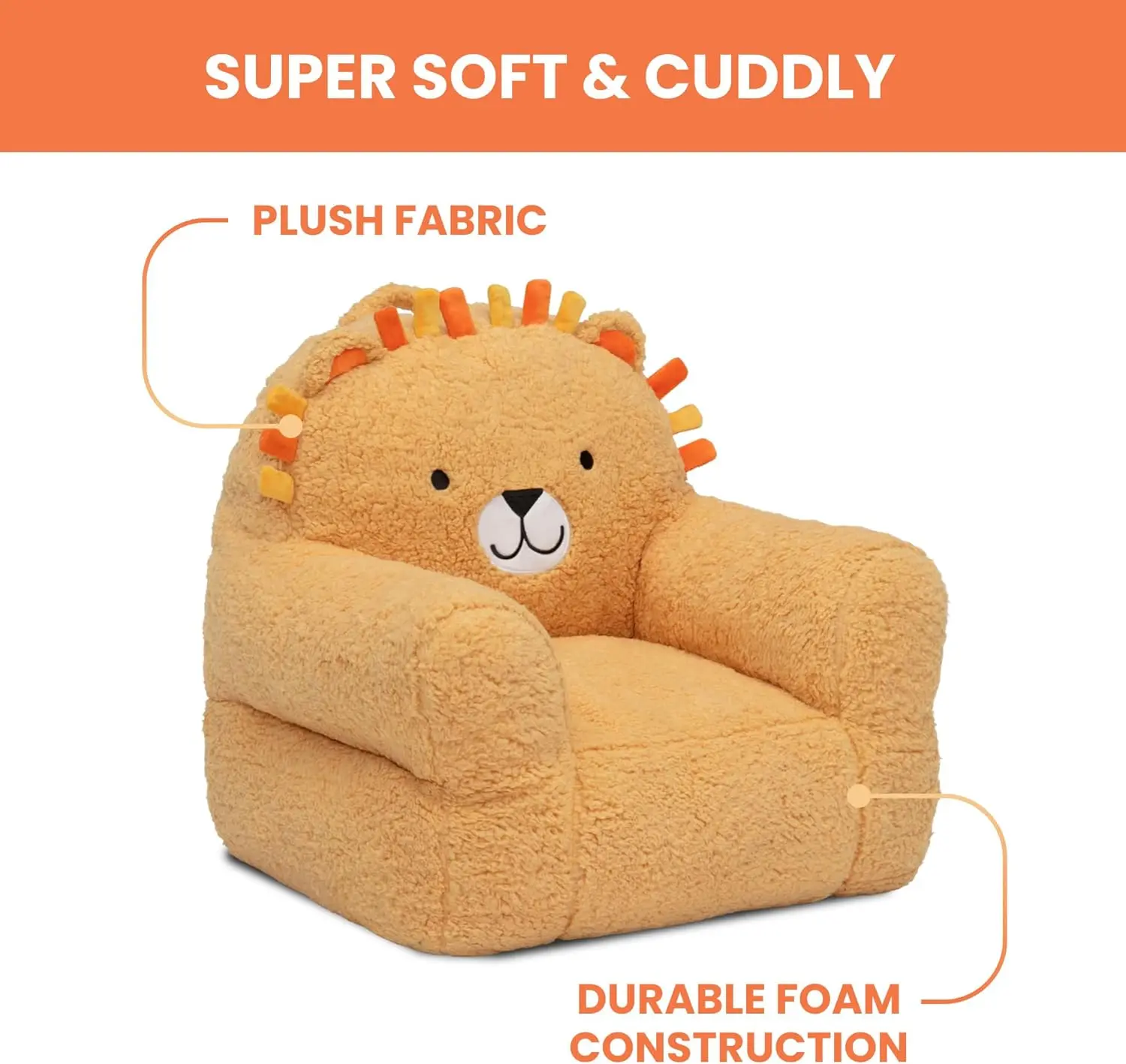 Children Lion Cozee Buddy Chair, Orange 6