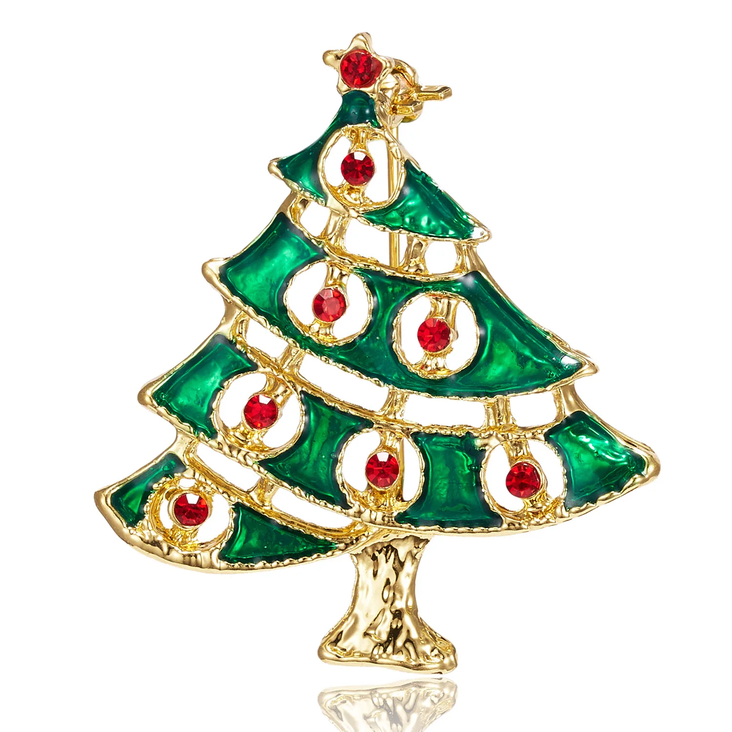 Rinhoo Fashion Zircon Christmas Tree Green Tree Brooch Pins Christmas New Year Gift Jewelry Gift – Detail 4