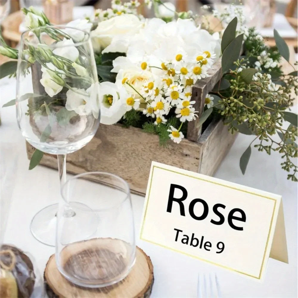 Wedding Name Cards Greeting Cards Thank You Cards 50pcs Gold Silver Name Place Cards Seating Number Card Table Decor Christmas Birthday Party