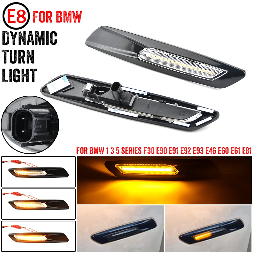 

12V LED Dynamic Amber Turn Signal Light Indicator For BMW F10 1 3 5 Series F30 E46 E60 E91 E90 E92 E93 E61 525i Side Marker Lamp