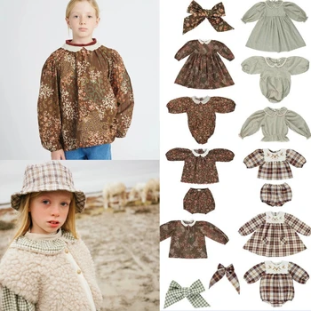 Vestiti per bambina da bambino Bebe Abiti per bambini di marca Nuovo abito da sposa a maniche lunghe scozzese vintage in velluto invernale Set di abiti per bambini carini