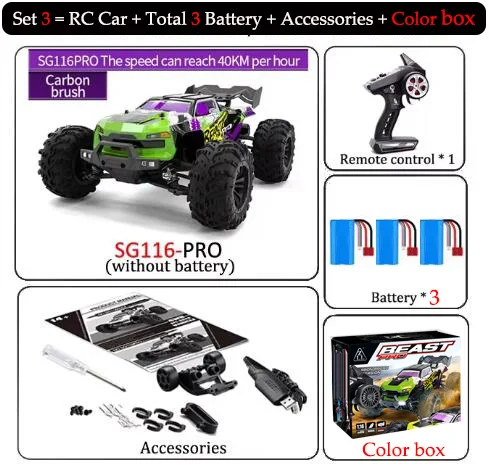SG116 MAX PRO 1:16 ラジコンカー バッテリーセット 2個 ZLL SG116 MAX RC カーブラシレス 4WD RC カー 80 キロ/h プロの
