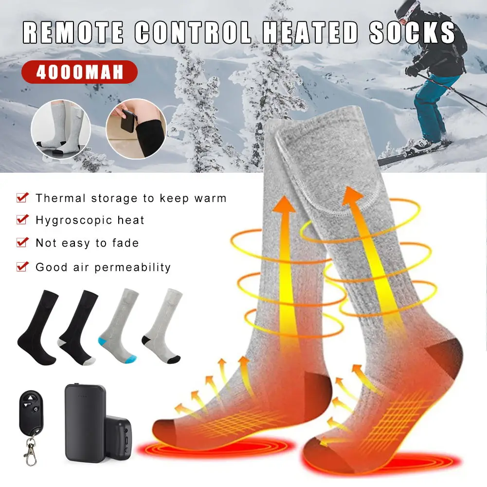 

Outdoor Heated Thermal Socks for Men and Women, Foot Warmer, 3 Modes, Rechargeable Heating, Warm, Winter, 4000mAh