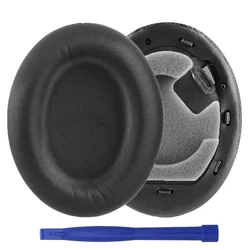 Deluxe Memory Foam Ear Cushions with Soft Protein Leather Finish - Standard Size (Black)