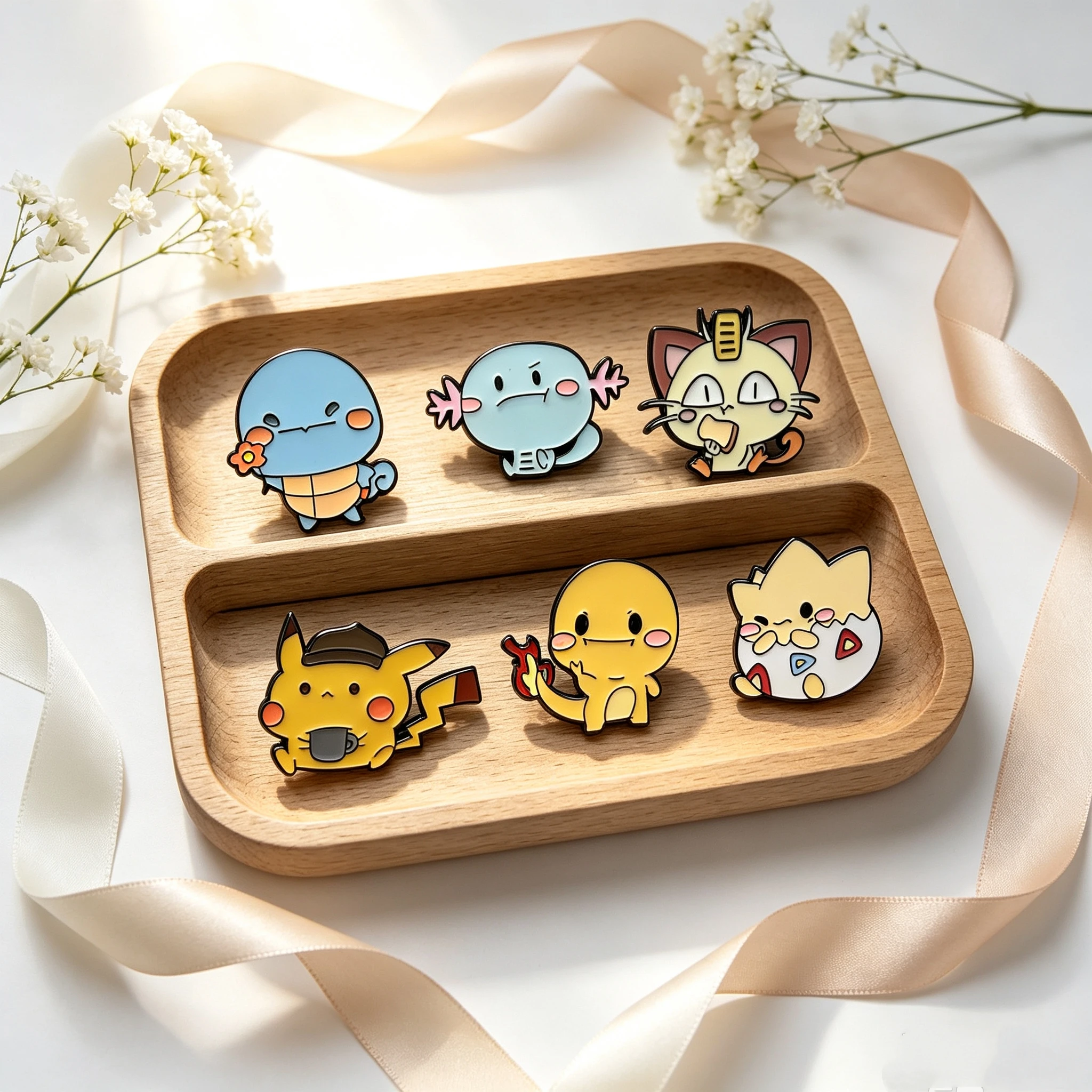 Set of 6 Adorable Cartoon Enamel Metal Pins for Jackets, Backpacks, and Clothing Accessories