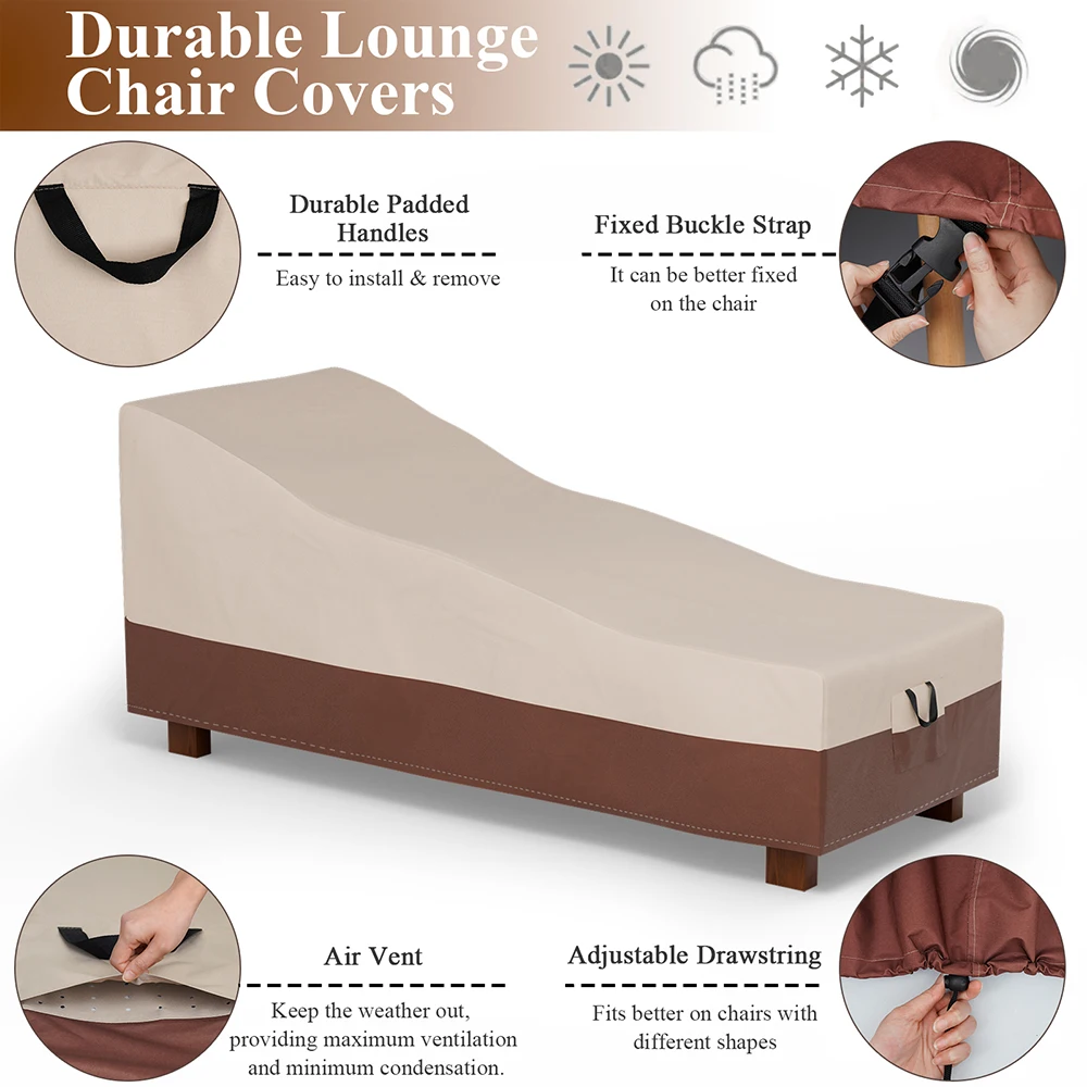 420D Outdoor Sun Lounger Cover Lounge Chair Recliner Protective Cover Garden Furniture Waterproof Dustproof Rain Patio