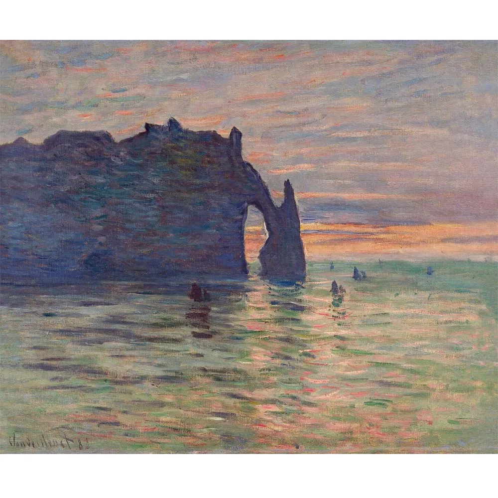 

Ручная роспись, высокое качество, воспроизведение Etretat, закат Клода Моне, пейзаж, масляная живопись, украшение для дома, картина