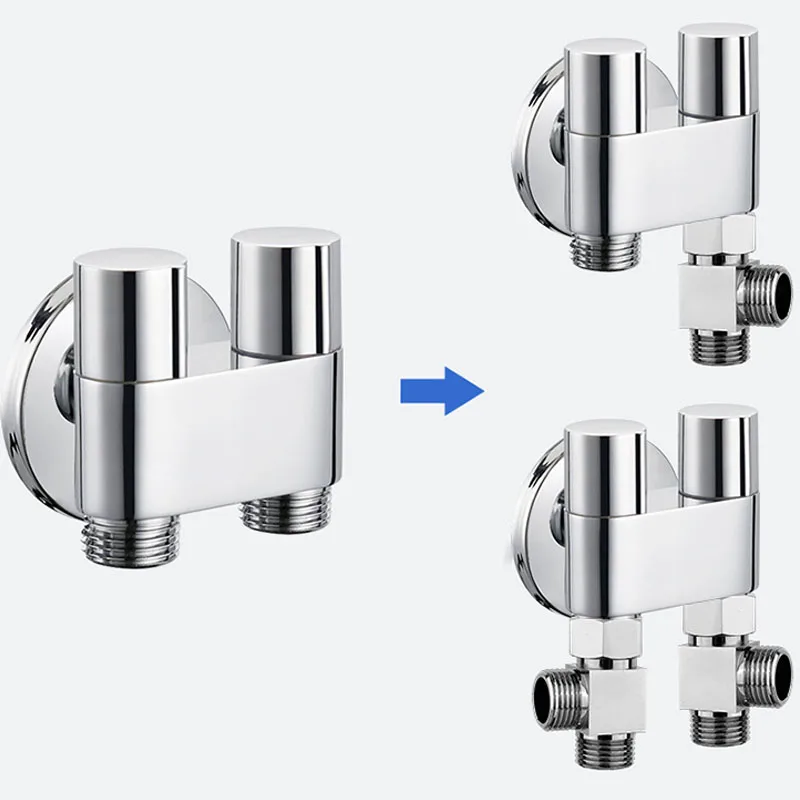 G1/2 Brass Three-way Splitter One-in-two-out Joint for Faucet, Water Pipe