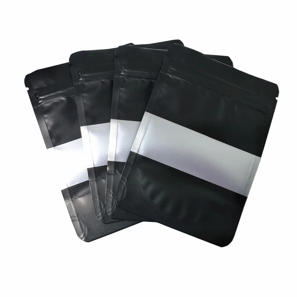 100Pcs/Lot Black Stand Up Aluminum Foil Frosted Transparent Window Food Package Bag Candy Snacks Chocolate Tea Dried Fruits Nuts