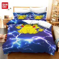 Pikachu ensemble de literie dessin animé Anime enfants chambre housse de couette garçon fille literie simple Double roi Pokemon housse de couette cadeau 4