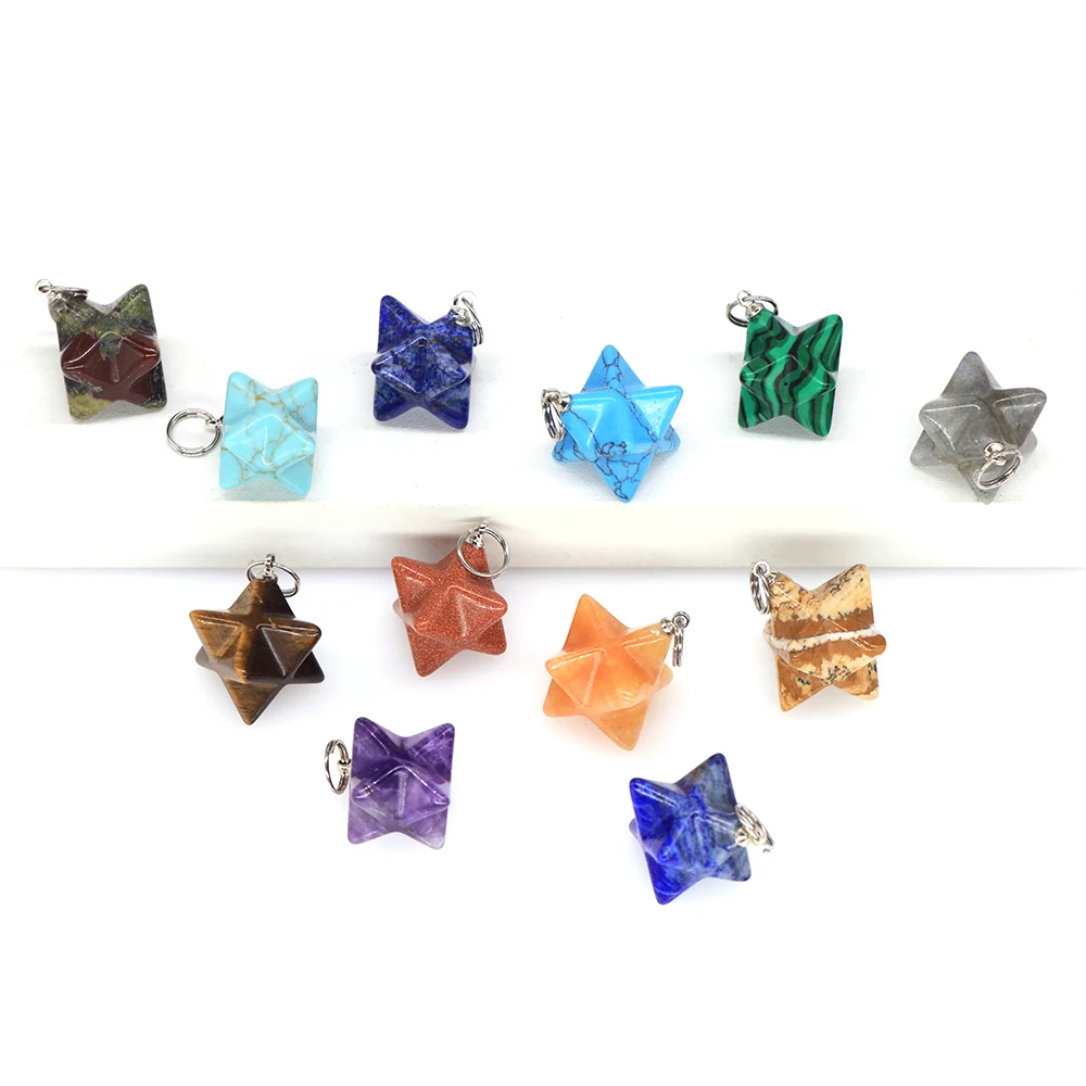 Colgante de estrella de Merkaba geométrica 3D para fabricación de joyas, collar de Reiki, artesanía de tallado de cristal curativo, regalo de vacaciones al por mayor