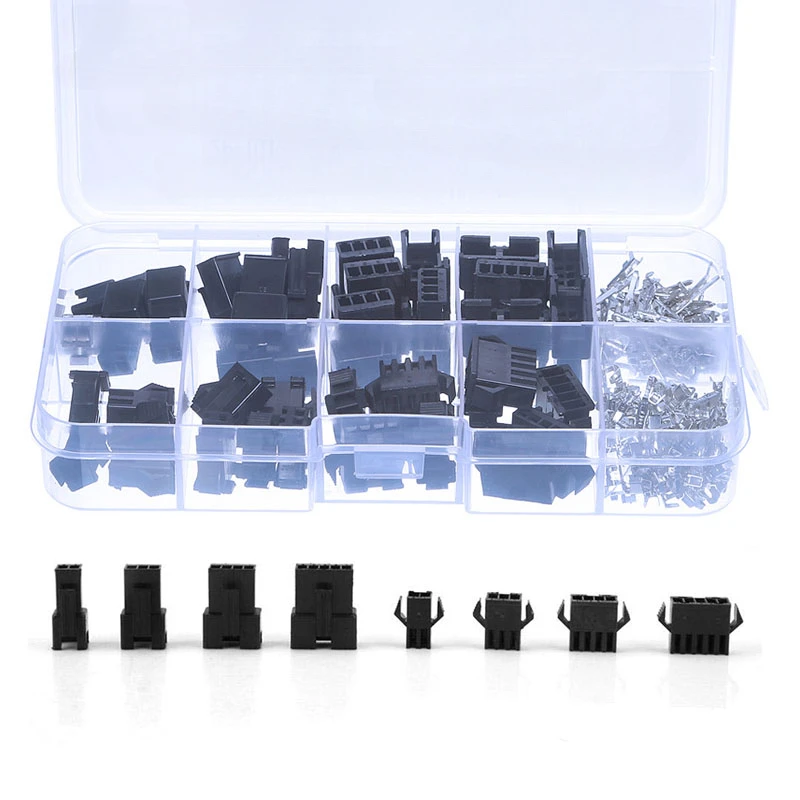 200PCS 2.54mm Pitch 2/3/4/5Pin JST SM Connectors Male and Female Header Plug Housing Pin Connectors Crimp Terminal Adapter jst connectors