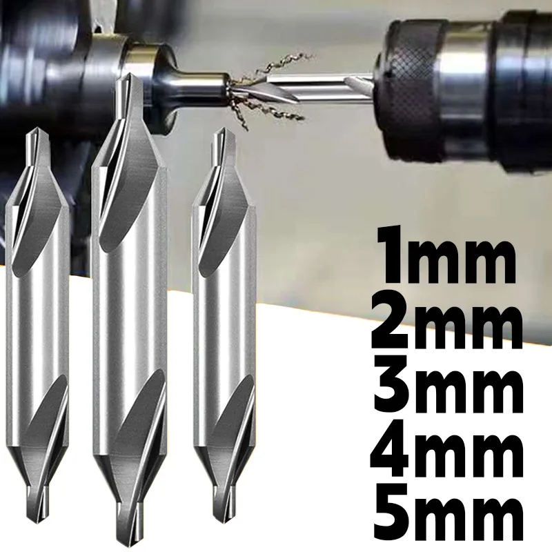 1/2/3/4/5mm High-speed Steel Center Drill Bit Set 60 Degree Combined ...
