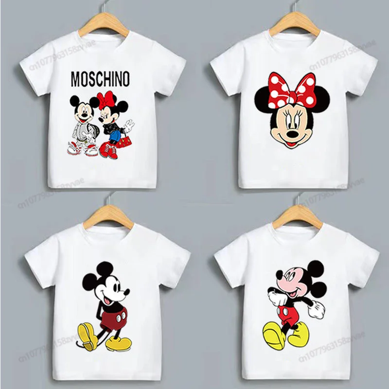 

100% cotton men's and women's children's short-sleeved T-shirt summer new cartoon Mickey Mouse children's bottoming shirt top