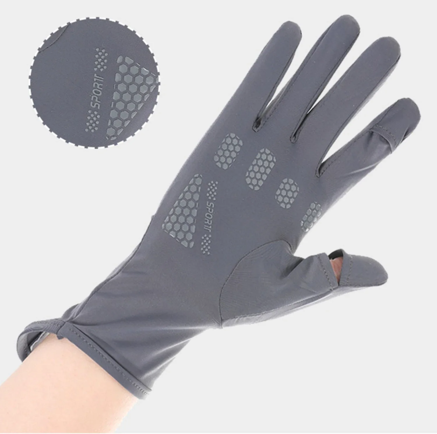Sunscreen Gloves Women Summer Sunscreen Gloves Thin Ice Silk Anti-ultraviolet Dew Finger Touch Screen Driving Riding Non-slip Breathable UPF 50