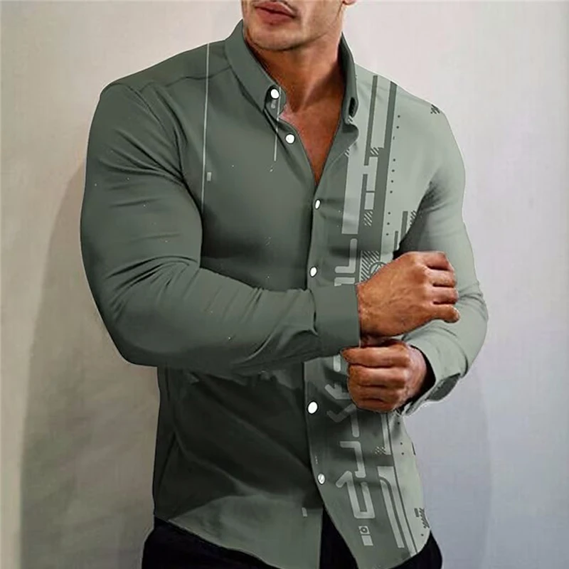 

Luxury High Quality Men's Clothing Casual Fashion Print Long Sleeve Shirts Collar Designer Turn-down Single-Breasted Cardigan