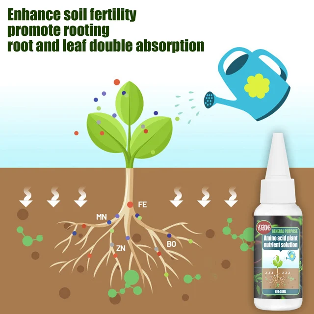 30/100 Ml Aminosav Növényi Tápanyag -Oldat Erősen Koncentrált Gyökérgyökér Gyors Virág Palánták - Image 2