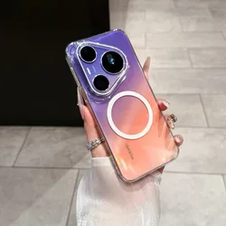 High - Definition Transparent Magnetic Anti - Oxidation Anti - Fingerprint Phone Case for Pura 80 ProPlus (White)